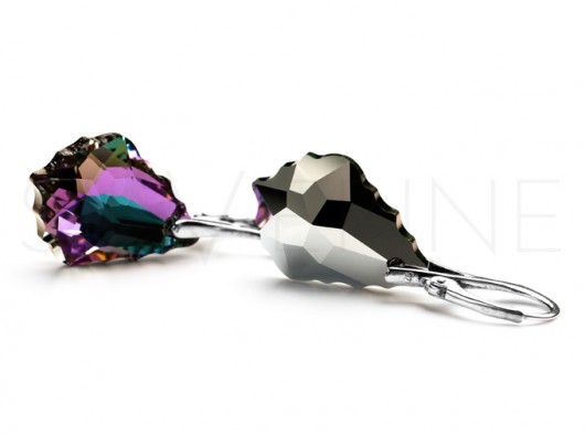 Kolczyki kryształ SWAROVSKI BaroqueVitrail Light AB silverine