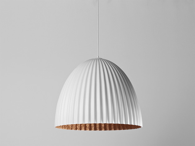 lampy wiszące Lampa wisząca PLISSART L - biała, miedziana