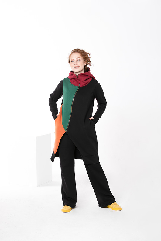 bluza z kapturem damska Bluza  płaszcz długi damski kolorowy