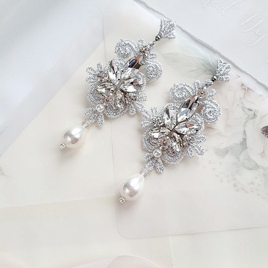 Biżuteria ślubna Lace Me Silver - perłowe