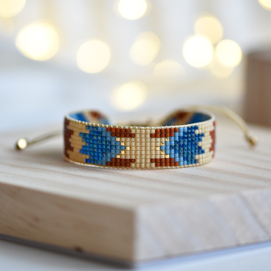bransoletki na sznurku Tkana bransoletka - aztec blue