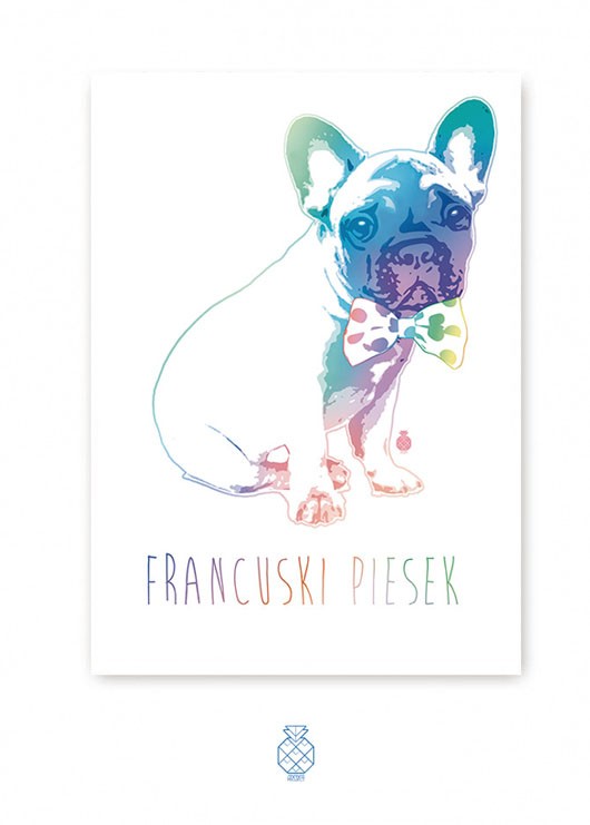 FRANCUSKI PIESEK - pies,  plakat  A3 Ananas Project