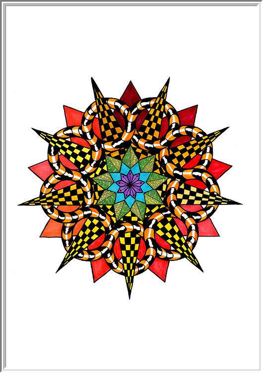 grafiki i ilustracje 59. MANDALA NA OSTRO - czerwona - rysunek, plakat