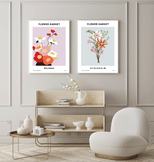grafiki i ilustracje DWA PLAKATY KWIATY bukiet FLOWER MARKET