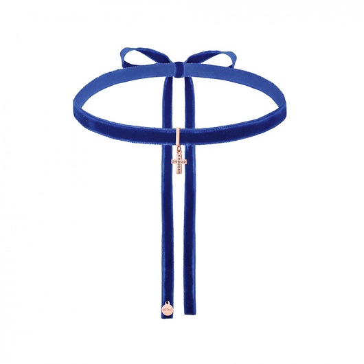 Kobaltowy choker z krzyżem z różowego złota SOTHO