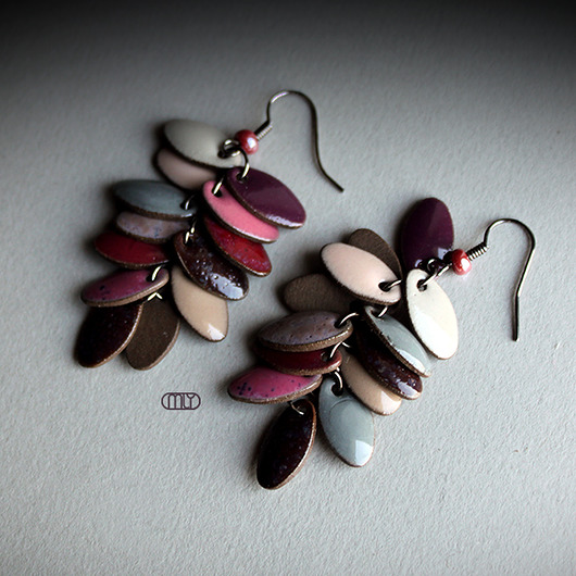 kolczyki ceramiczne Owocowe Listki/stal chirurgiczna/