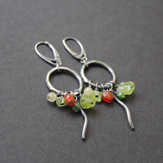 kolczyki z kamieniami Kolczyki Surowa wiosna