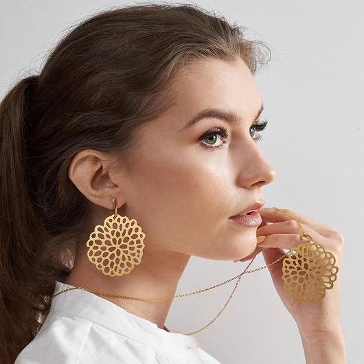 kolczyki z mosiądzu Ażurowe koła komplet biżuterii casual Eris c671