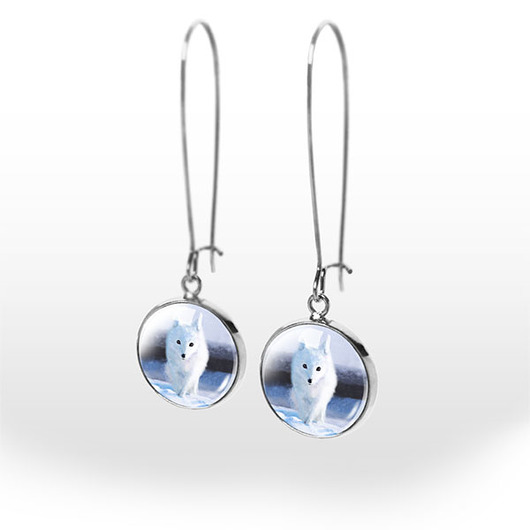 kolczyki szklane Kolczyki - Biały lis - wiszące