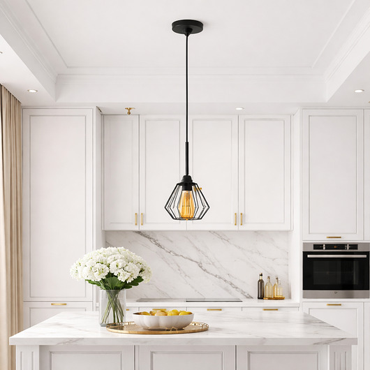 lampy wiszące Loftowa lampa wisząca do salonu KOLOMBO LOFT w kolorze klasycznej czerni