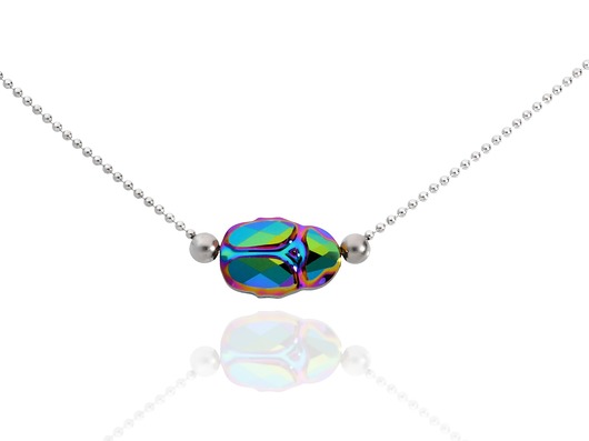 Srebrny naszyjnik ze skarabeuszem Swarovski KOM Biżuteria
