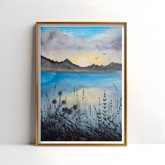 obrazy Oryginalna akwarela. Lot nad wodą A3