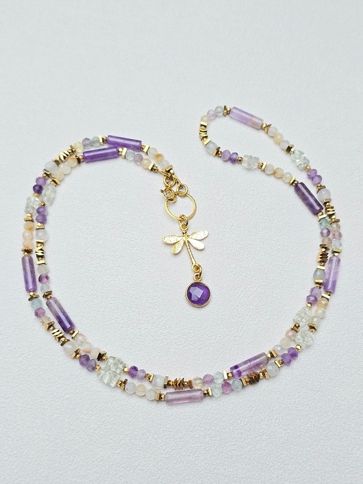 srebrne naszyjniki Naszyjnik Ametystowa Ważka