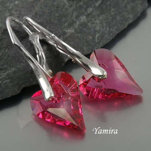 kryształ Swarovski Wild Heart Indian Pink - kolczyki yamira