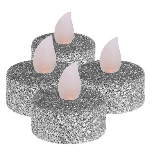 Świeca 4 szt. Dekoracyjna Tealight Led Srebrne MIA home