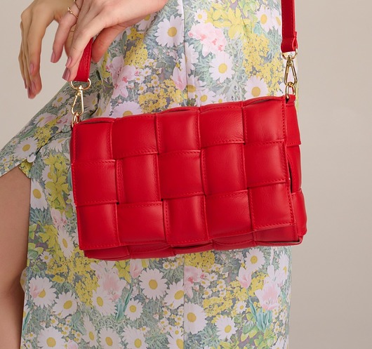 torby na ramię Torebka ze skóry przeplatanej (6504)