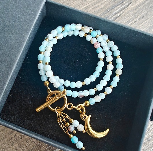 złote naszyjniki Klasyczny agat z księżycem