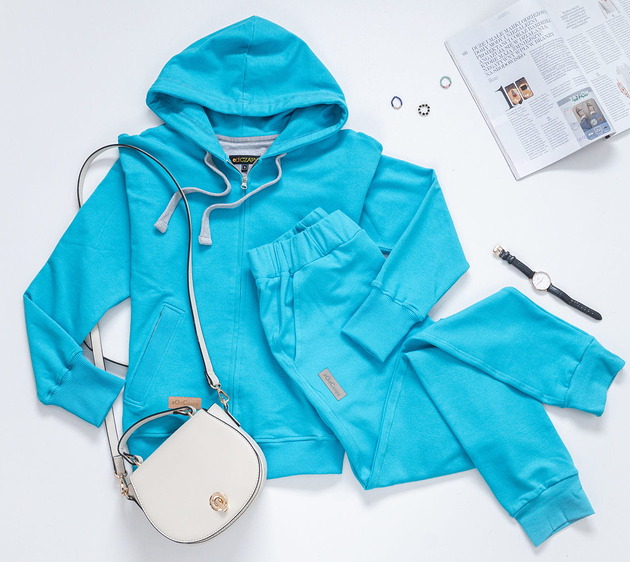 bluza z kapturem damska Augustów FUN - turkusowa bluza rozpinana odCZAPY