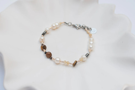 bransoletki z kamieni naturalnych Bransoletka z Pereł Tygrysiego Oka i Masy Perłowej