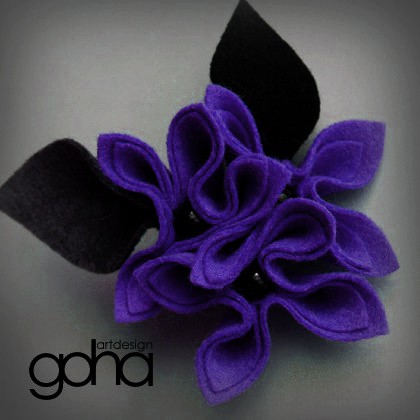 ciemny fiolet-Biżuteria Autorska FlowerFelt Design