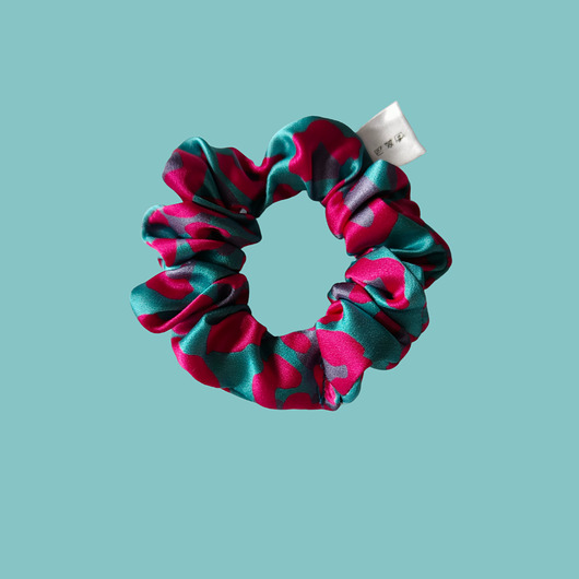 gumki do włosów Gumka jedwabna, scrunchie, frotka turkusowa panterka MINI