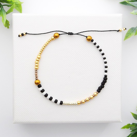 Bransoletka Minimal Hematite - Black and Gold Ilovehandmade