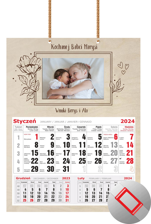 kalendarze i plannery Kalendarz dla Dziadków ze zdjęciem kwiaty