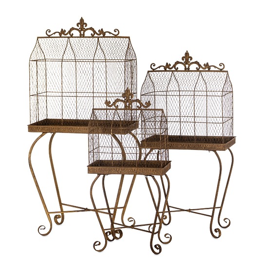 kwietniki Klatki dekoracyjne metalowe 3 sztuki na stelażu