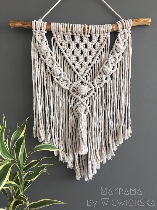 Makatka Makrama Szara Chwosty DIY Makrama By Wiewiorska
