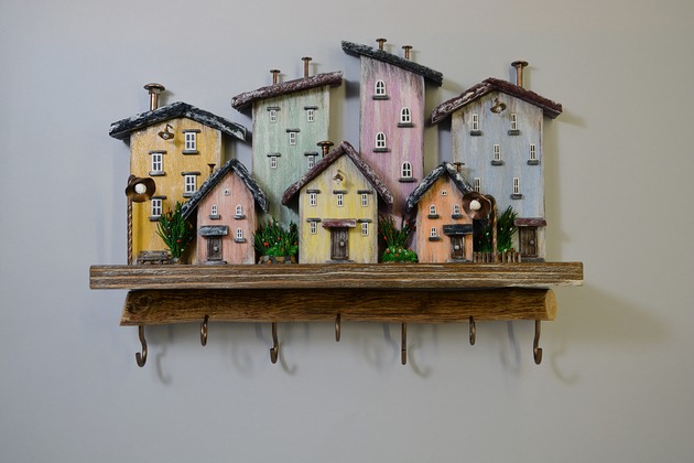 wieszaki Kolorowy drewniany wieszak na klucze dekoracyjny wieszak ścienny