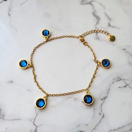 bransoletki z kamieni naturalnych Bransoletka na stopę z kryształami Wild Sapphire