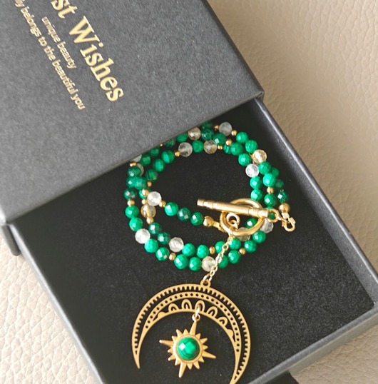 wisiory Klasyczny malachit cytryn lunula