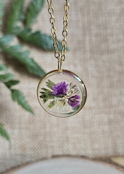 wisiory Wieczne kwiaty wisiorek kwiatowy kobiecy fiolet