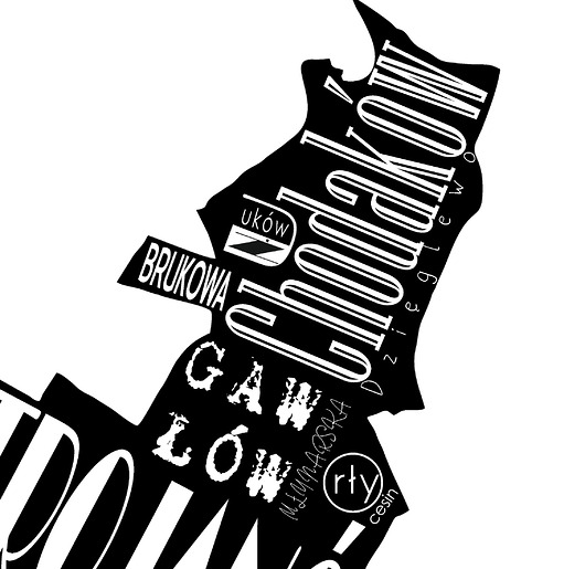 plakaty Mapa - SOCHACZEW plakat czarno biały