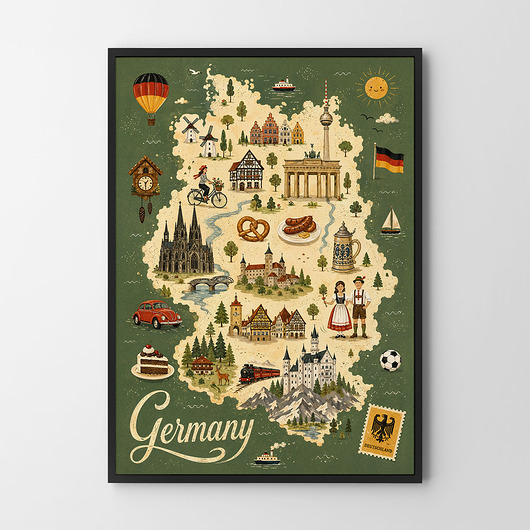 plakaty Plakat Mapa Niemcy na prezent - różne formaty do wyboru