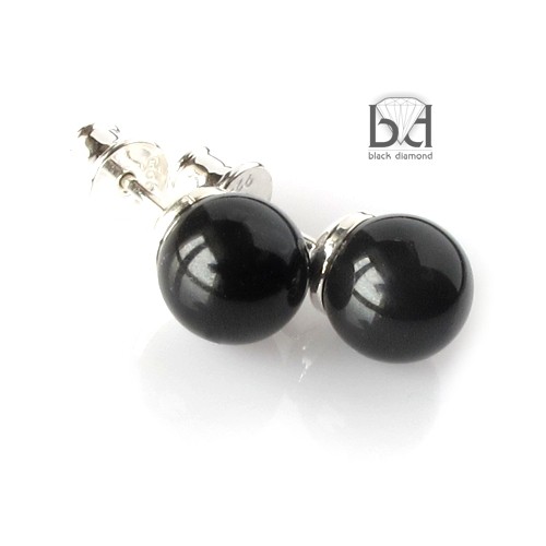 Sztyfty - perły kryształ Swarovski  (8 mm) Black Diamond