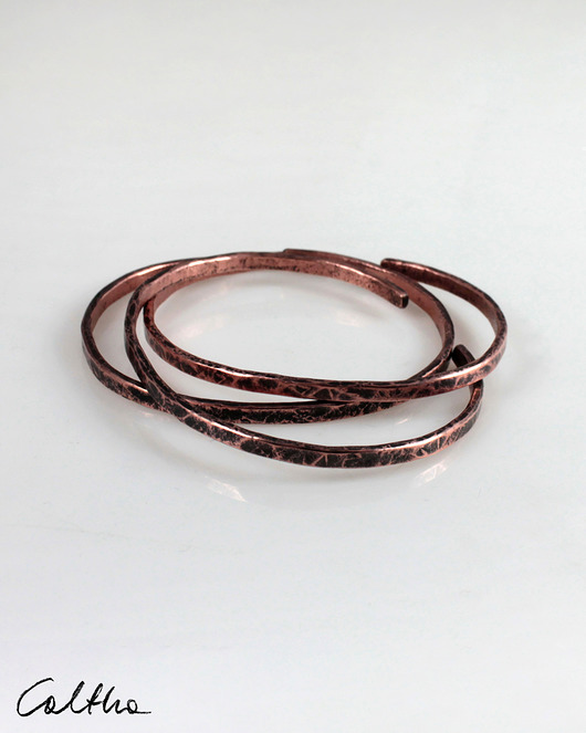Nieregularne - komplet 3 miedzianych bransoletek - różne rozmiary Caltha