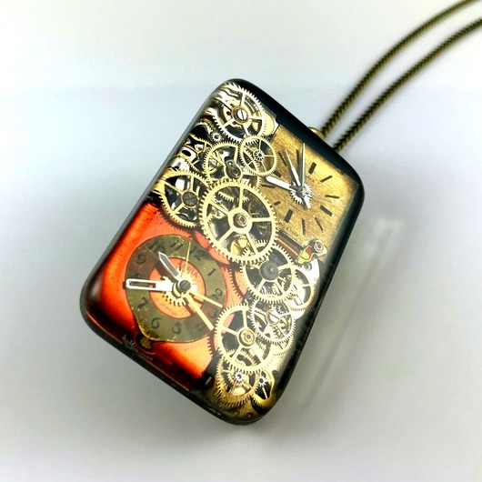 Lost In Time II - wisior steampunk - UNIKAT DROBINY CZASU