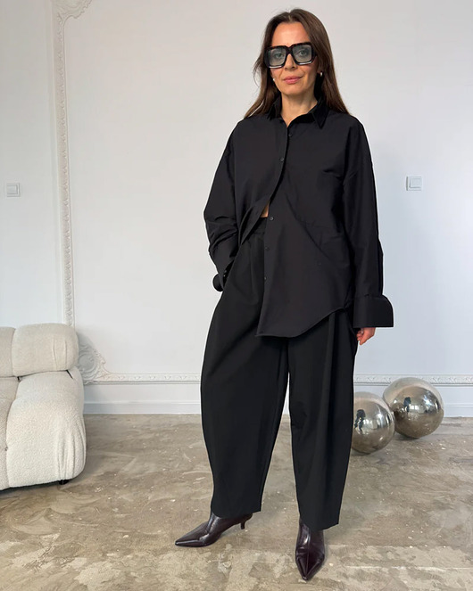 koszule damskie  Koszula Calm black oversize cotton