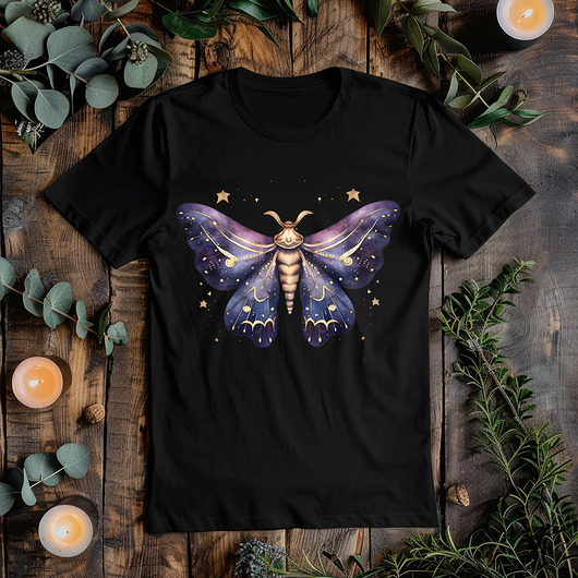 t-shirt damskie Czarna koszulka - Strażniczka nocy - bajkowa mroczna ćma #1
