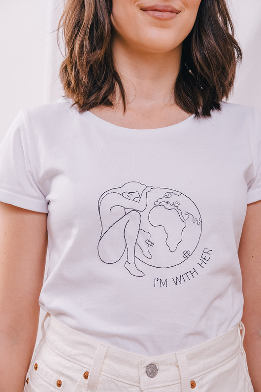 t-shirt damskie T-shirt "I'm With Her" Biały