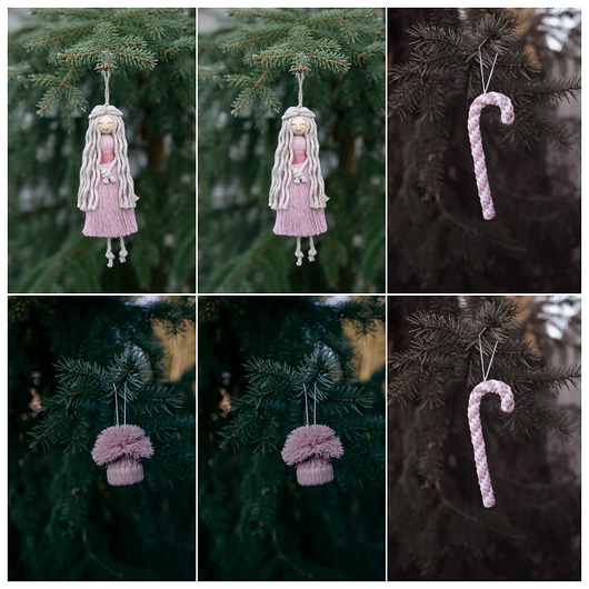 ozdoby choinkowe 6 dekoracji na choinkę Biało fioletowe / Dostępne od ręki