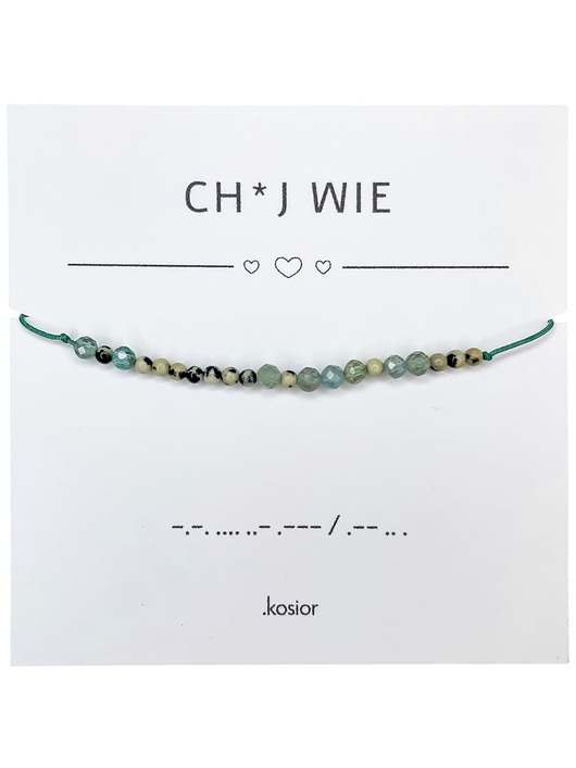 bransoletki na sznurku Bransoletka z alfabetem Morse Apatyt, Jaspis dalmatyński