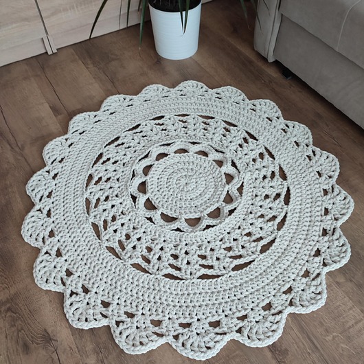 dywany Dywan ze sznurka bawełnianego szydełkowy 90cm