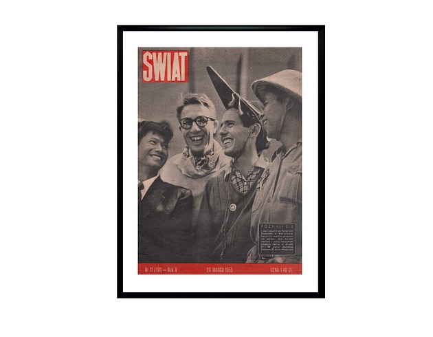 grafiki i ilustracje Oprawiona okładka czasopisma ŚWIAT 03/1955 fot. Wiesław Prażuch