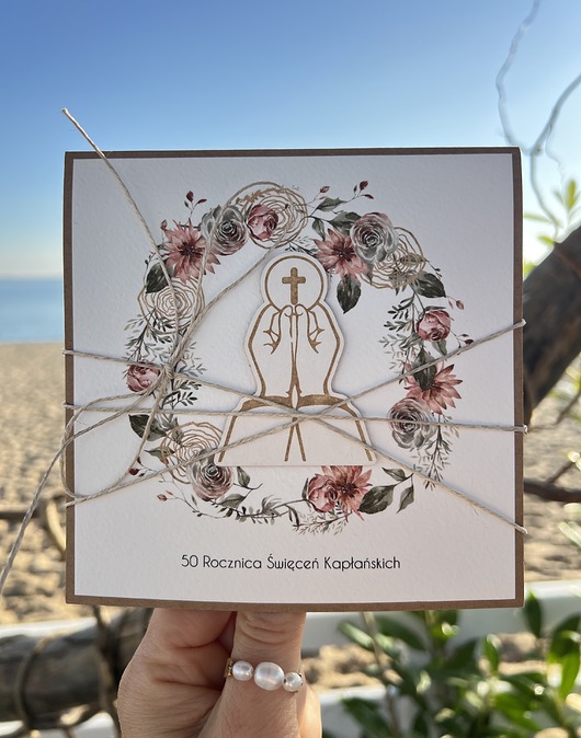 kartki scrapbooking Kartka z okazji 50. rocznicy święceń kapłańskich ręcznie robiona