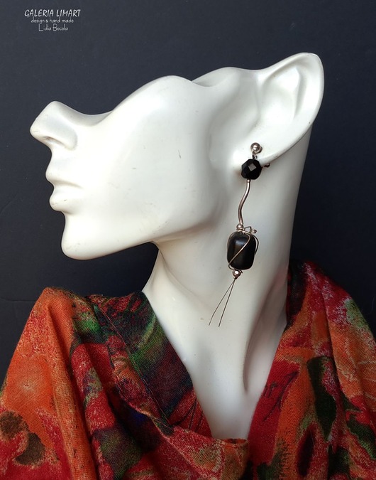 kolczyki z kamieniami Ekskluzywnie i onyksowo, urocze kolczyki handmade  to super prezent xmas