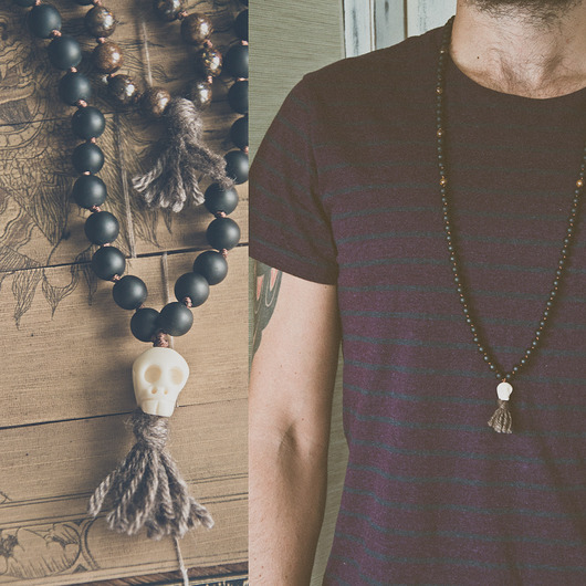 BLACK KALI MALA /// naszyjnik CZASZKA z kości NOMAD ACCESSORIES