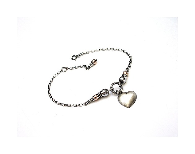 bransoletki z kamieni naturalnych Serce /rose gold/ - bransoletka