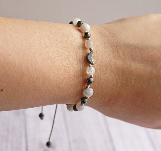 bransoletki z kamieni naturalnych Amulet LUNULA kamień księżycowy